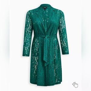 Torrid Green Lace Trench Coat